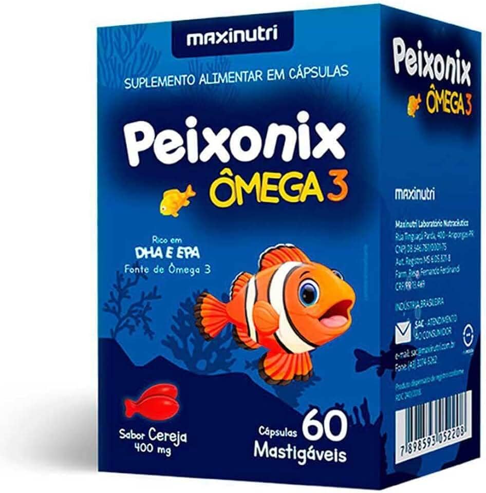 Peixonix Ômega 3 Mastigável Sabor Cereja - 60 Cáps., Maxinutri