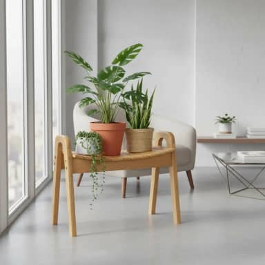 CONSDAN Banco curvo de madeira de carvalho StoneCreek – Banco de ripas versátil para entrada, banheiro, quarto e jardim, grande, carvalho natural