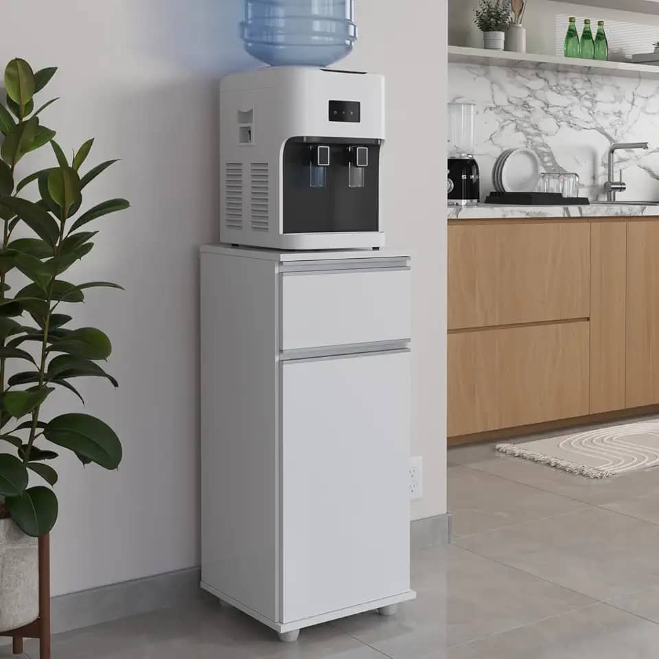 Armário Suporte Balcão com Gaveta para Bebedouro de Cozinha Branco