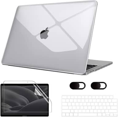 Capa Macbook Air M1 13,3'' A1932/A2179/A2337 (2018-2020), Vem Com Película de Teclado, Película de Tela Hidrogel e Tampa Protetora para Câmera, Rigido, Leve e Fina (Transparente Cristal)