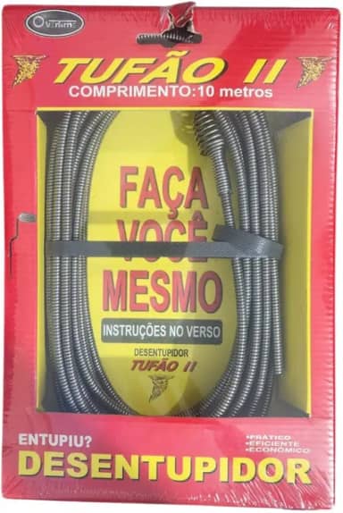 DESENTUPIDOR DE CANOS TUFÃO PROFISSIONAL COM MOLA ROTATIVA 10M PIAS, VASO SANITÁRIO E CALHAS