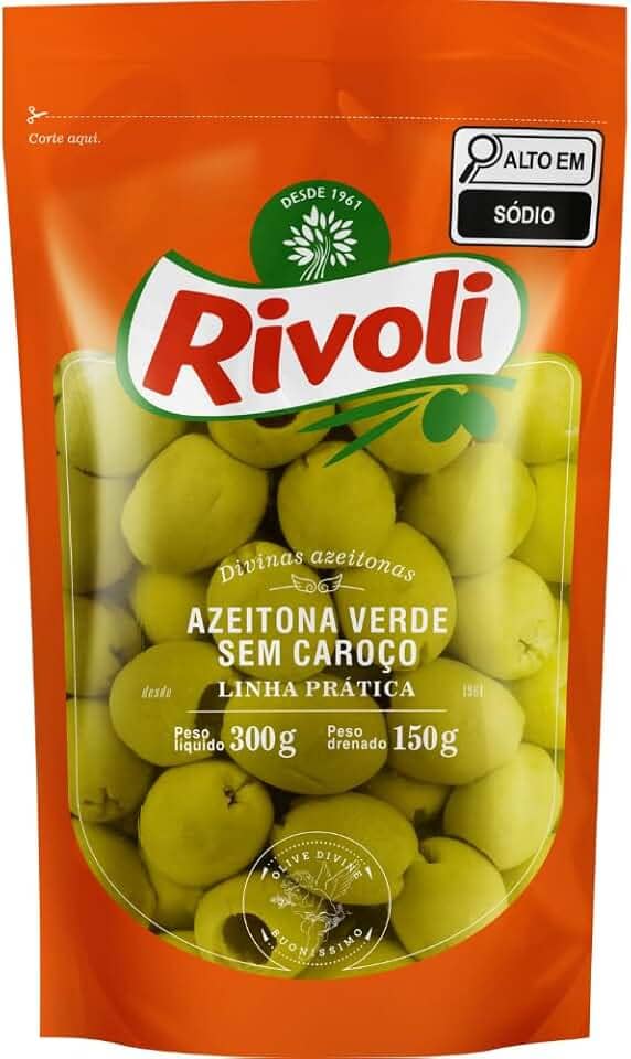 Rivoli Azeitona Verde Em Conserva Sem Caroço Sachê 150G