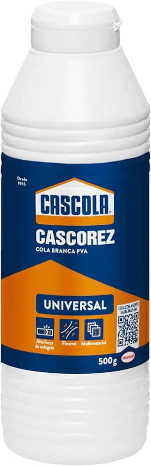 Cascola Cascorez Universal, Cola branca extra forte de fácil aplicação, Cola de PVA com secagem transparente, Cascorez Universal para colagens de alto desempenho, 1x0,5kg