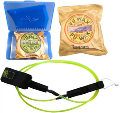 Kit Leash Prancha De Surf Regular 6mm + 2 Parafina FUWAX + Porta Parafina + Raspador Resistente e Performance