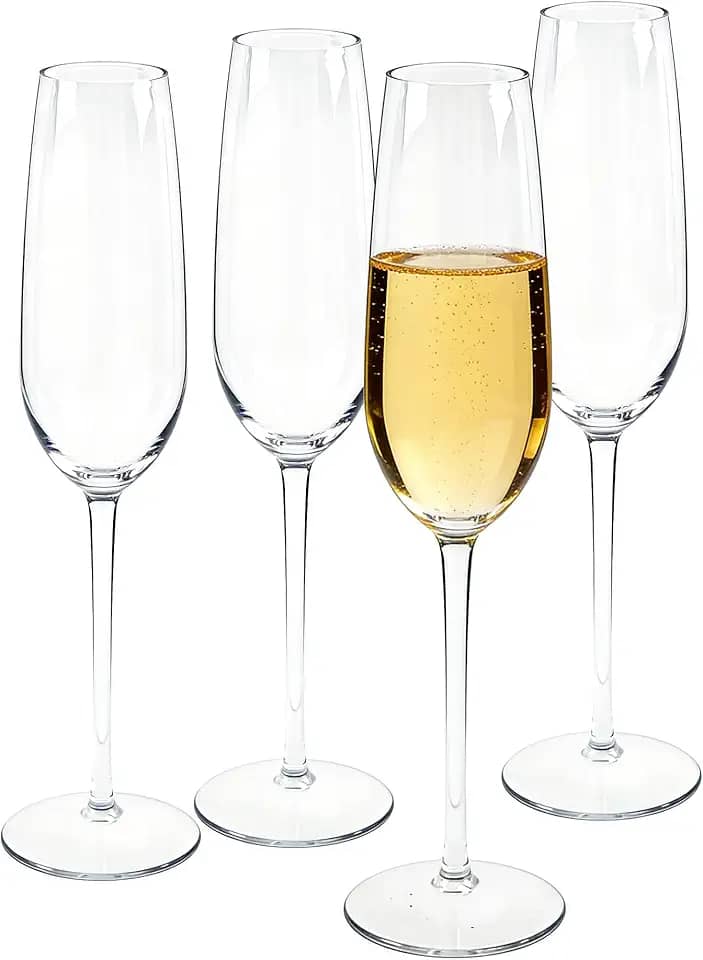 Luxuosas taças de champanhe de cristal, taças de champanhe de casamento, conjunto de 4, ideal para coquetéis e vinho
