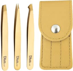 Kit Pinças para Sobrancelhas Profissional com 3 Pinças Ponta Chanfrada Agulha Diagonal Autoclavável para Design de Sobrancelhas