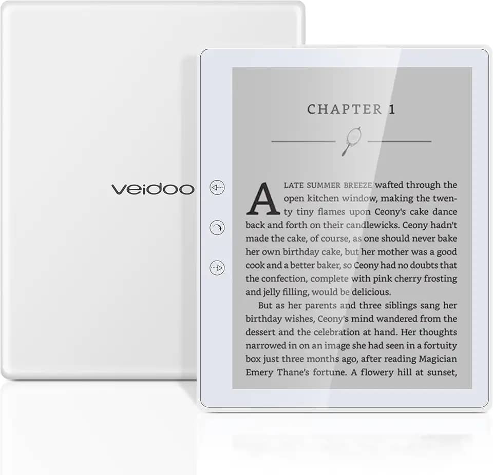Veidoo Leitor de e-book de 5,8 polegadas, tela sensível ao toque HD, tecnologia Carta E-Ink, ROM de 32 GB (expansão de cartão TF para 64 G), WiFi, longa resistência, leitor eletrônico Android (branco)