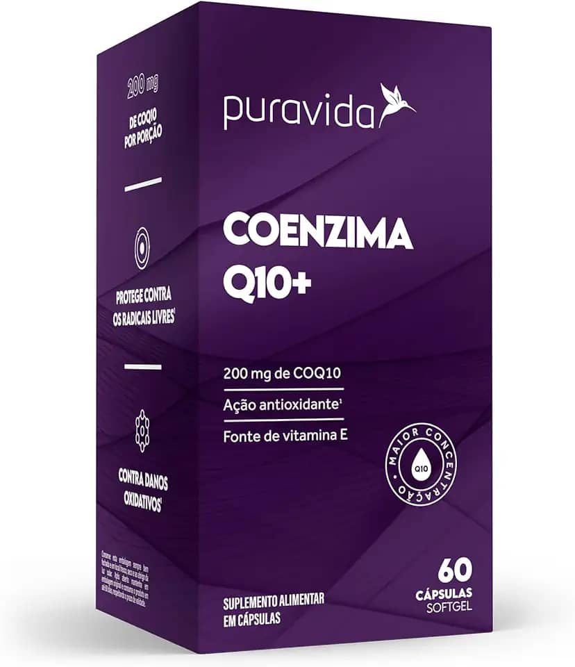 Coenzima Q10+ 200mg + Vitamina E - 60 Cápsulas - Puravida