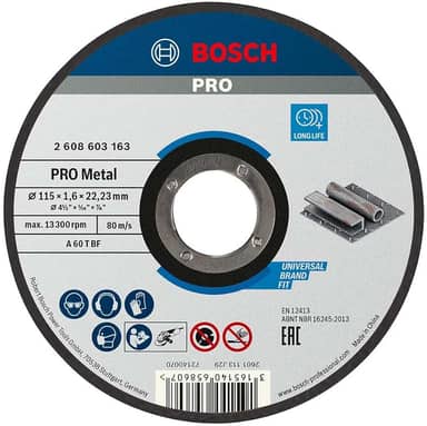 Bosch Disco de corte PRO Metal 115x1,6mm Reto