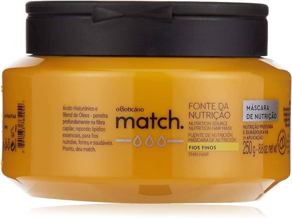 O Boticário Máscara Capilar Match Fonte da Nutrição Fios Finos, 250g