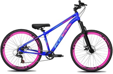Bicicleta Aro 26 KOG Freeride 1x7 – Estilo Grau, Suspensão 29”, Freios a Disco, Aros Vmaxx Neon – Bike Urbana de Alta Performance, Azul Cobalto