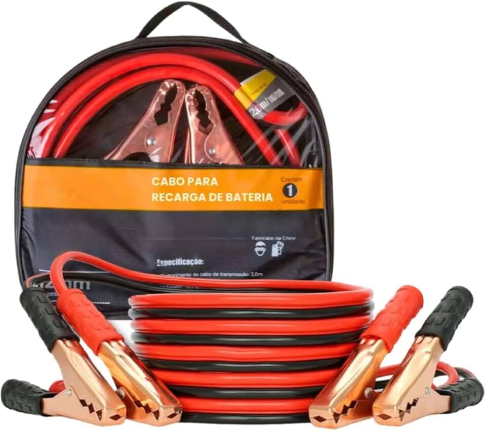 Cabo de Bateria 10mm Chupeta Automotivo 800 Amperes Cabo de 2,5 Metros Com Garras Em Aço Cobreado Fio com Bolsa de Transporte transferência de energia Carro Moto e Caminhão