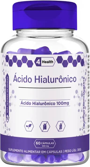 Ácido Hialurônico 100mg 60 Capsulas - 4 Health