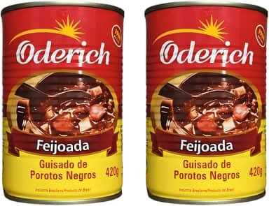 2 Latas Feijoada Enlatada Oderich Lata 420g Sem Conservantes e Sem Glutén