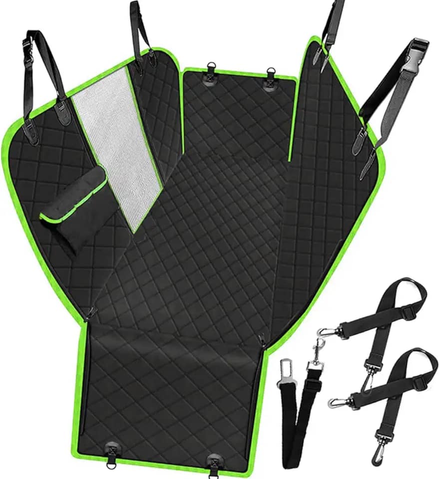 Capa Protetora Carro Pet Impermeável, Antiderrapante, Resistente ao Desgaste, Grande Capacidade 4 em 1 capa de Banco Traseiro de Carro para Cachorro Cachorro Verde