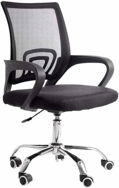 Cadeira de Escritório Secretária Base Cromada com Rodinha Fortt Roma Preta - CSF06-P