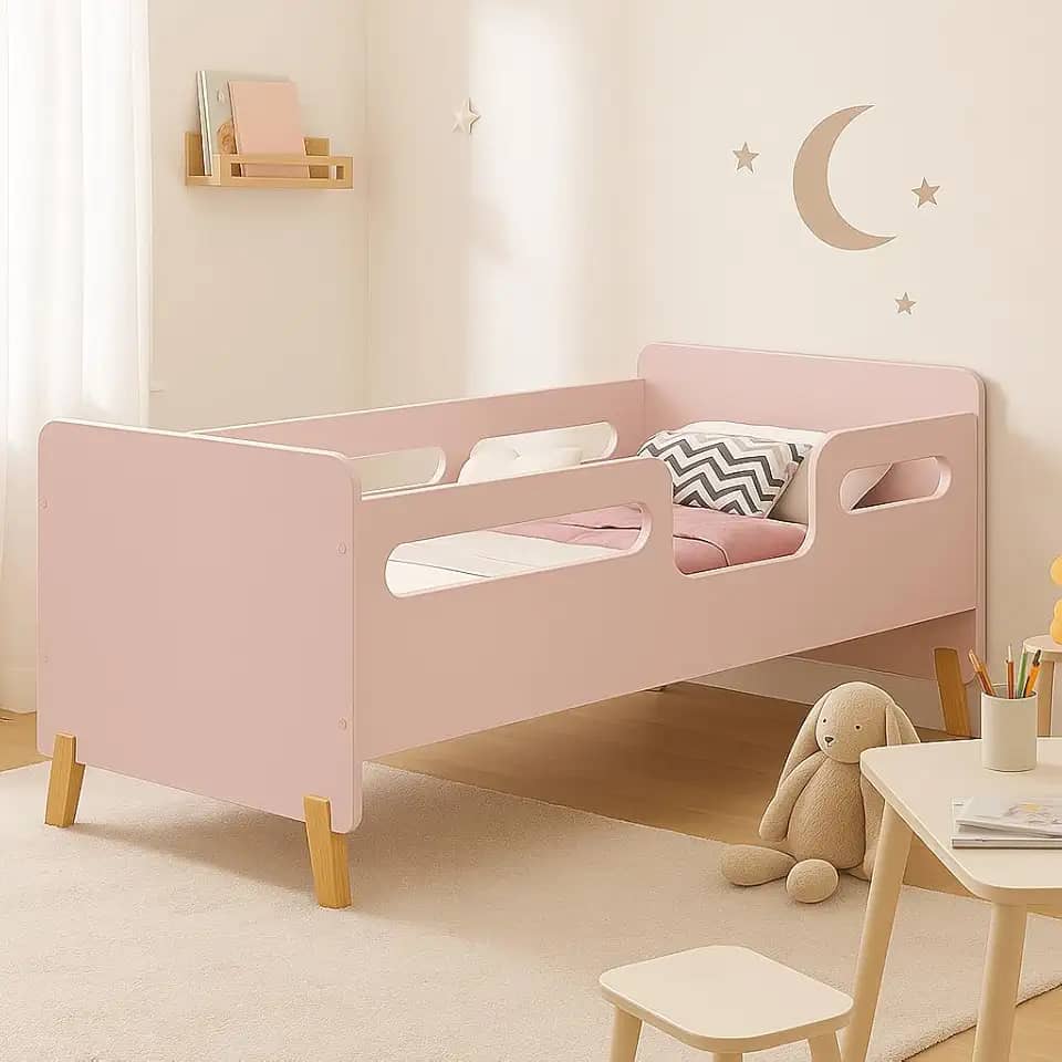 Mini Cama Infantil Cecília Design Moderno e Seguro. (Rose)