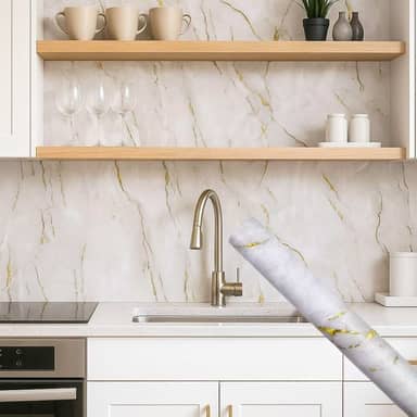 Papel de Parede Premium Mármore Texturizado 5 metros = 1 Rolo de 5m X 45cm Autoadesivo Sala, Cozinha, Banheiro