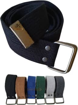 Cinto Lona Masculino 2 Fivelas Meia Argola Quadrada 4cm Linha Basic JK