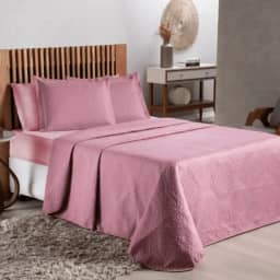 Colcha Cobre Leito Avulsa Cama de Casal Queen 2,00m x 2,40m Cores Lisas (Rosê, Queen)