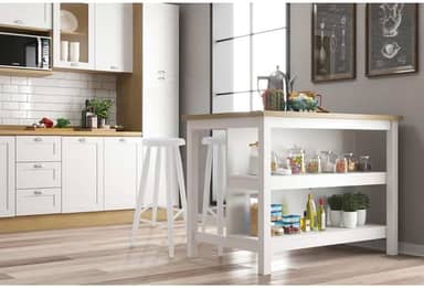 Bancada Gourmet Ilha Cozinha c ilumina Ditália 2prat Cd-1019 cor:branco