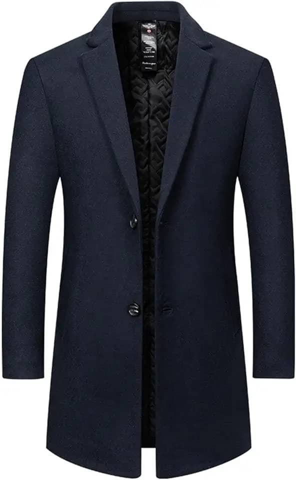 Blazer masculino masculino com gola alta forrado com lã de ovelha para trabalho modesto, longo, básico, inverno, outono, 2025