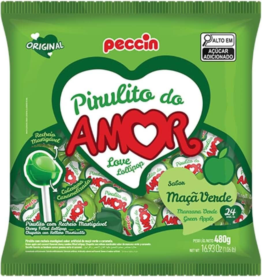 Pirulito Maçã Verde Do Amor C/24