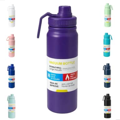 Garrafa De Água Térmica Inox 800ml Parede Dupla com Isolamento a Vácuo Quente e Frio, Antivazamento, Alça e Infusor Ideal para Academia, Caminhada, Escritório, Esportes (ROXA)