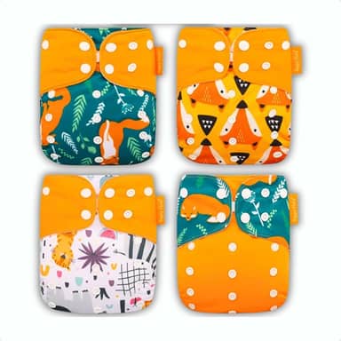 Kit 4 Fraldas Ecológicas de Pano Premium + 4 Absorvente 6 Camadas