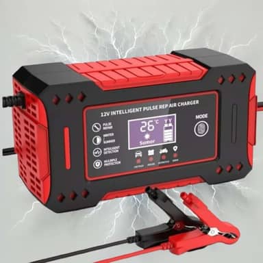 Carregador de Bateria 12v Inteligente com Display informativo Para Carro, Moto, Caminhao – Bivolt com Proteção Contra Super Aquecimento, Sobrecarga Curto Cirquito - Linha Premium