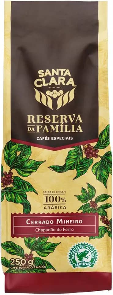 Café Torrado e Moído Cerrado Mineiro Santa Clara Reserva da Família Pacote 250g