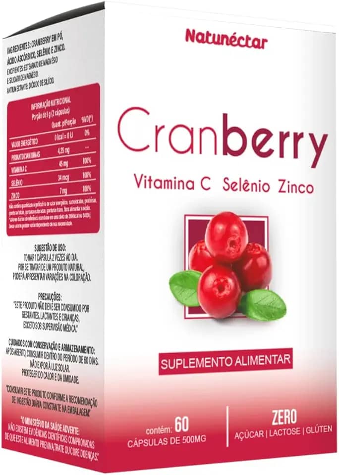 Cranberry + Vitamina C + Selênio + Zinco - 60 Cápsulas