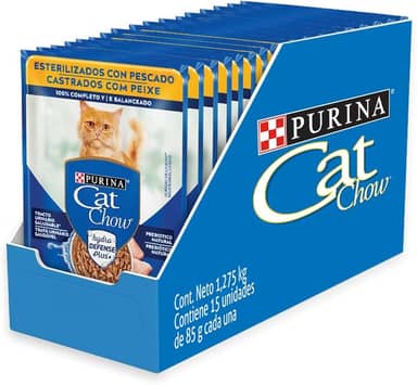 Pack Ração Úmida Nestlé Purina Cat Chow Para Gatos Castrados Sabor Peixe - Com 15 Sachês 85g