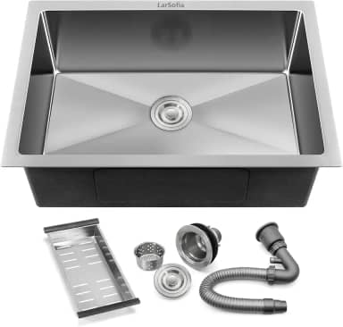 LarSofia Cuba Inox para Cozinha, Aço Inox 304 Escovado, 60x45cm, Quadrada com Acessórios Completos,Montagem Subencosto (Embutida), Resistente a Riscos e Fácil de Limpar