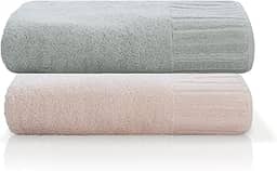 Jogo Toalha De Banho Gigante Ele/Ela Velour 500g/m², 100% Algodão, 02 Peças 85cm x 150cm, Toque Super Macio, Aconchegante, Melhor Absorção, Moderno E Sofisticado