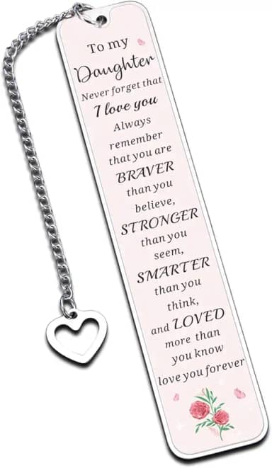 Presentes de filha da mãe - para minha filha, presentes de aniversário de 16, 18, 21 anos, marcador de livro inspirador, enfeites de natal para meninas adolescentes, filhas adultas, presentes de