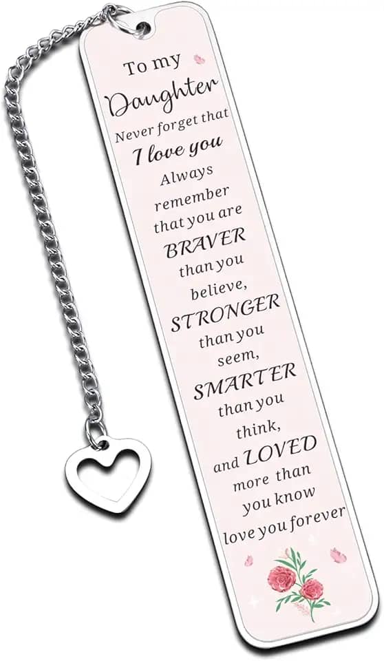 Presentes de filha da mãe - para minha filha, presentes de aniversário de 16, 18, 21 anos, marcador de livro inspirador, enfeites de natal para meninas adolescentes, filhas adultas, presentes de