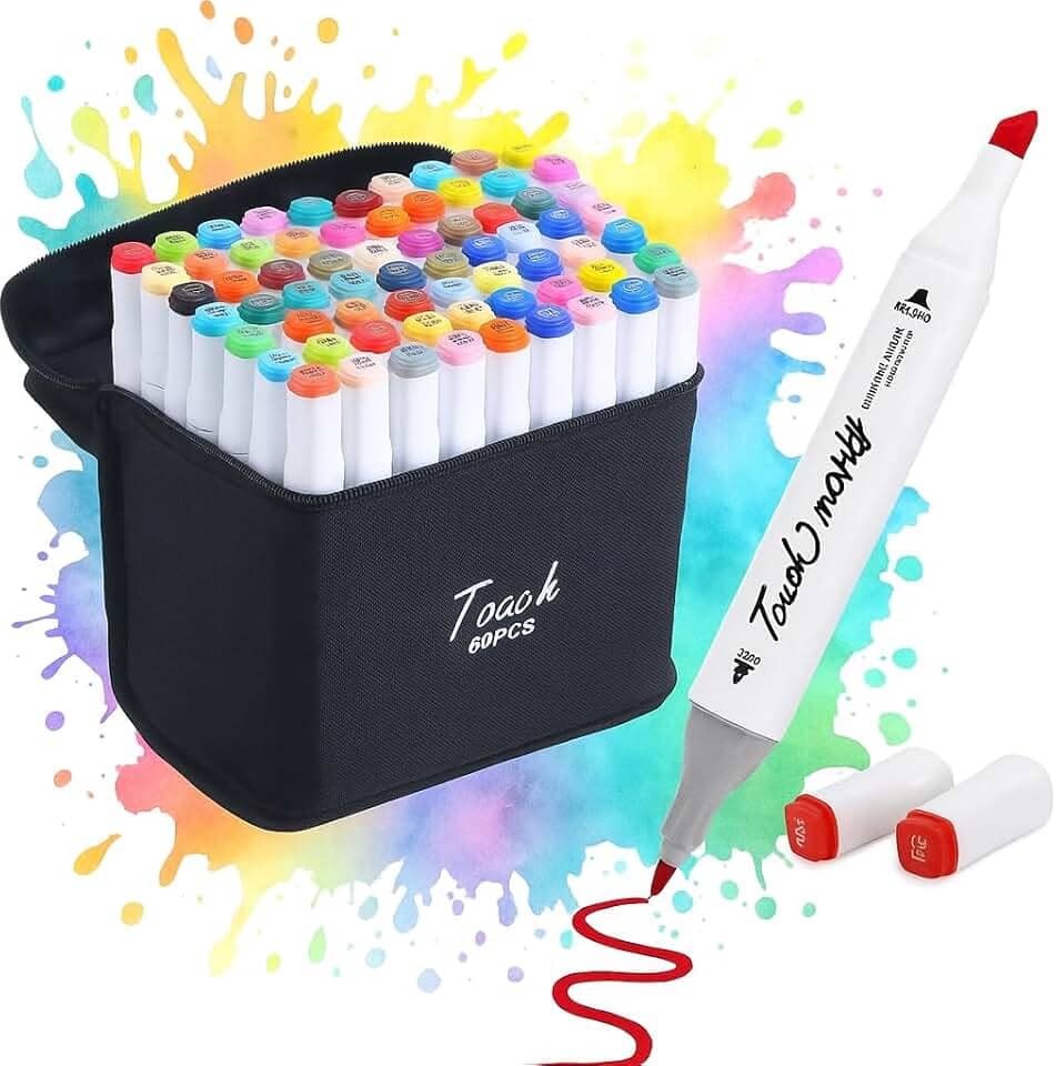 Caneta Marcador Touch 60 Cores Para Colorir Desenho Conjunto De Canetinhas Pontas Duplas Codificados por Cores Vivas para Pintar Bobbie Goods