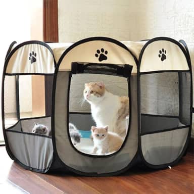 Cercadinho Casinha Portátil Dobrável Pet Cães Gato Grande Gg (Cinza)