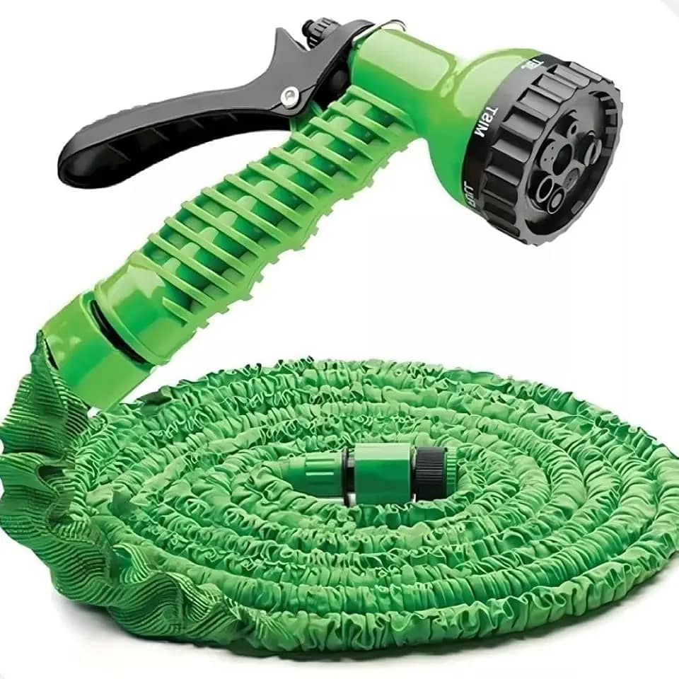 Mangueira Extensível até 30 Metros Sete Tipos de Jato com Esguicho para Irrigação (Verde, 30M)