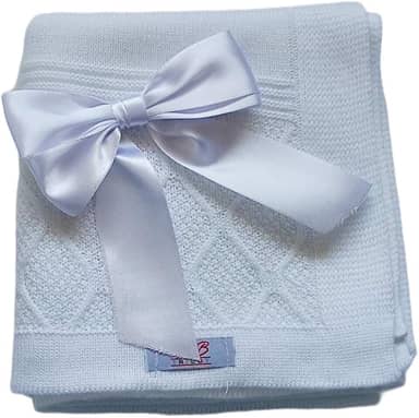 Manta Tricô Tricot ARAN Saida Maternidade Bebê C/Laço Removível Luxo (BRANCO)