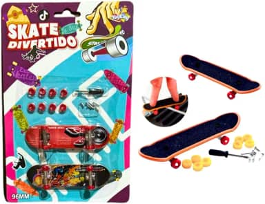 Mini Skate de Dedo Com Acessórios 8 Rodinhas Ferramenta e Parafuso de Montagem