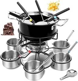Pearpot Conjunto de Fondue, 19 Peças, Aço Inoxidável, Preto, Para 6 Pessoas