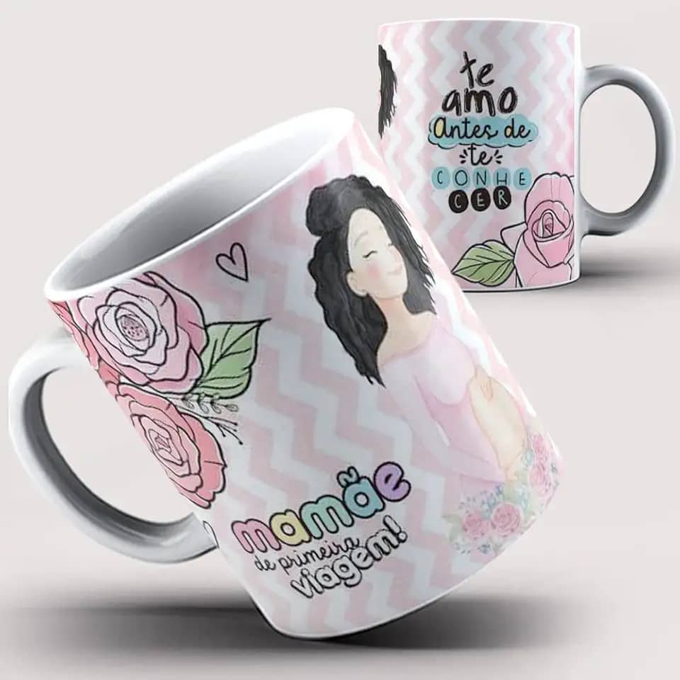 Caneca xicara para melhor mamãe mãe de primeira viagem (Branca)