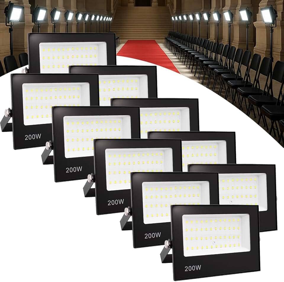 Kit 10 Refletor Led 200w Holofote Bivolt Prova Dágua Frio