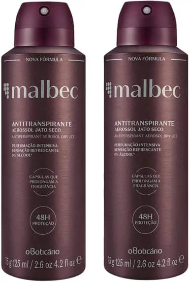 Desodorante Masculino Malbec Boticário Kit Com 2 Unidades