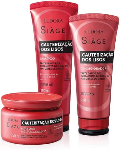 Eudora Kit Siàge Cauterização dos Lisos: Shampoo 250ml + Condicionador 200ml + Máscara Capilar 250g