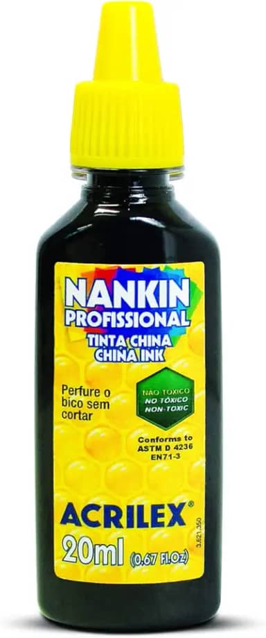Tinta Nankin 20 ml Acrilex Avulso Preto 520