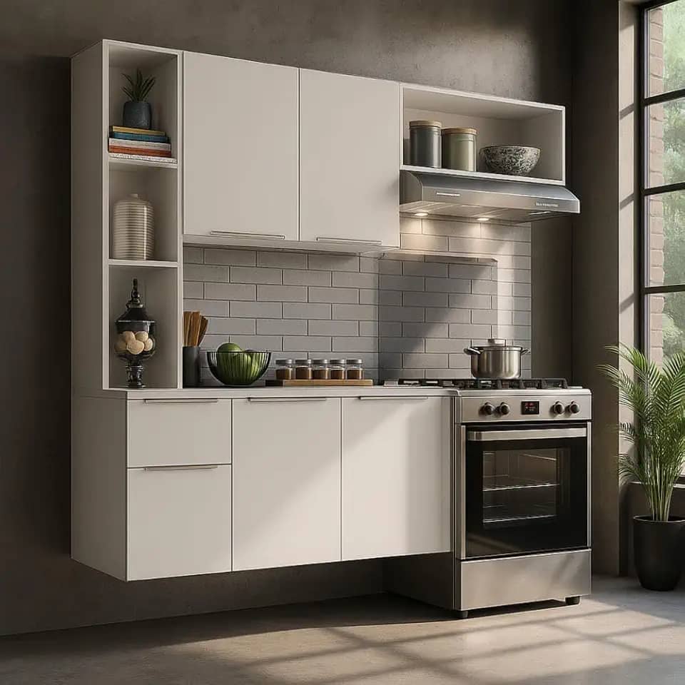 Armário de Cozinha Compacta com Balcão Sofia Multimóveis V2001 - Branco