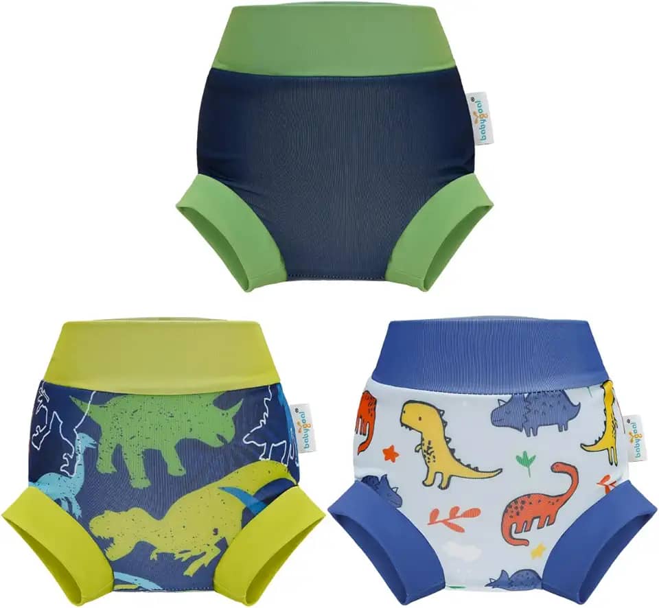Babygoal Fraldas de natação reutilizáveis para bebês, pacote com 3, ajustáveis, laváveis, impermeáveis para recém-nascidos a meninos e meninas de 3 anos, 3YKS02-0-6M-B